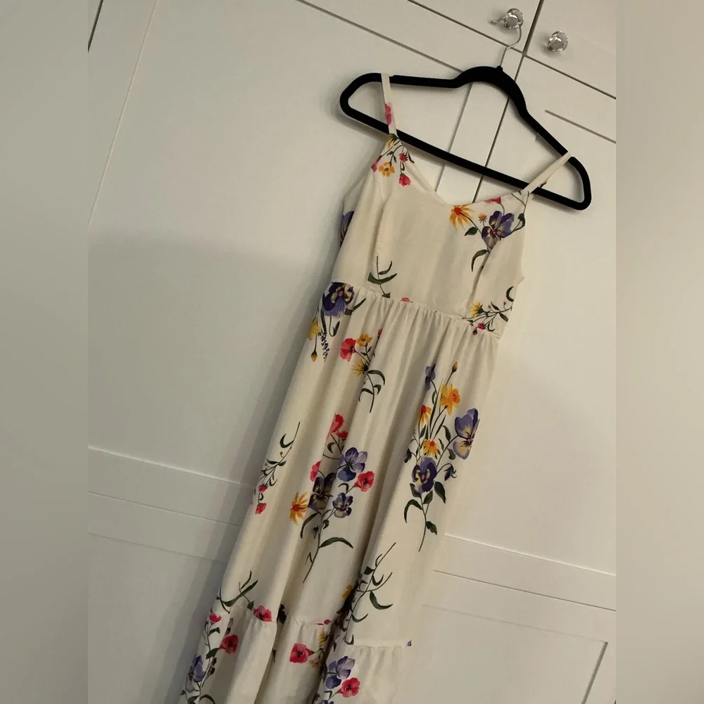 Old Navy Cream Floral Cami Dress with Purple, Pink & Yellow Blooms - Picture 7 of 7